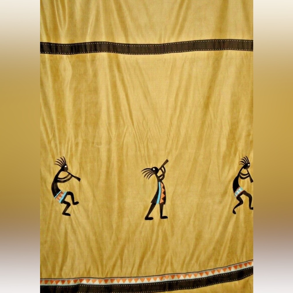 Avanti Southwestern Aztec Arizona Embroidered KOKOPELLI fabric shower Curtain
